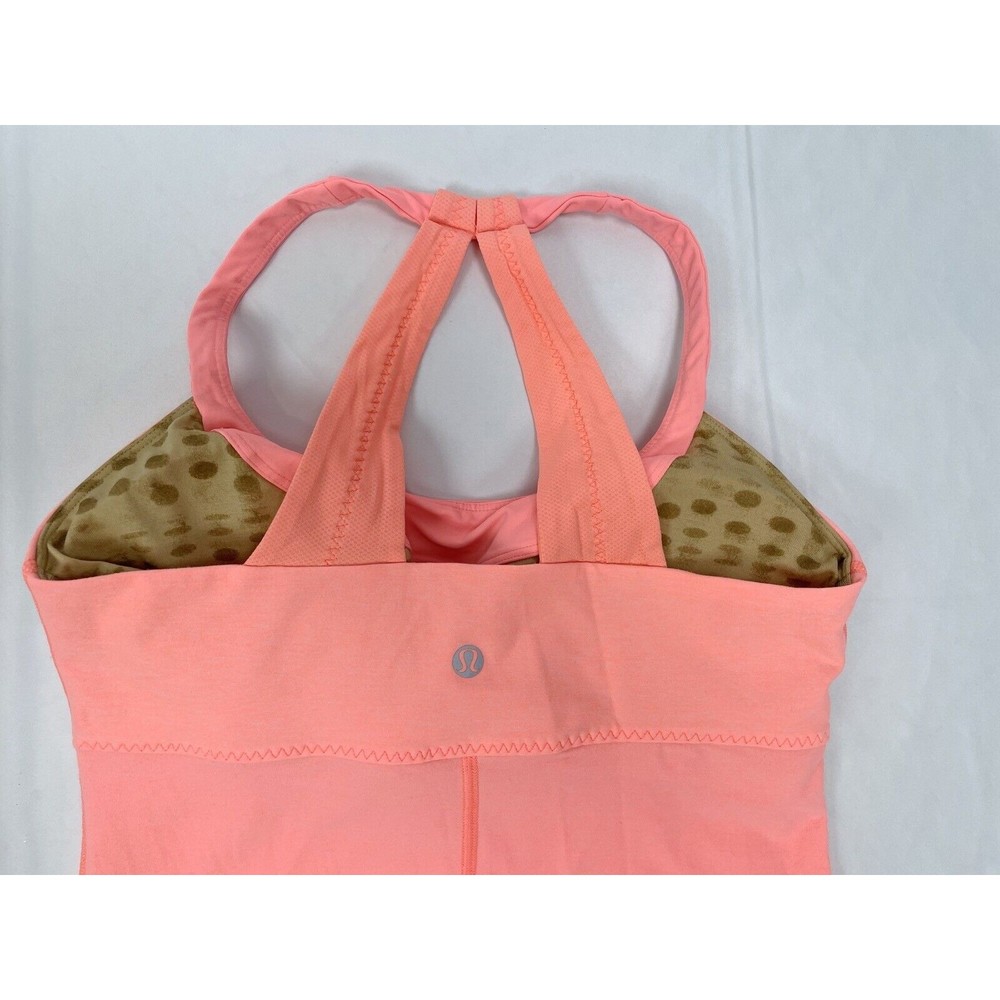 Lululemon Women Size 6 Athletic Top Padded‎ Shelf Bra Racerback Orange - Picture 4 of 7